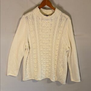 Talbots Petites Elegant Cream Cable Knit Sweater 1XP